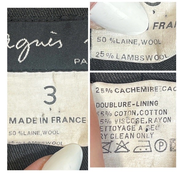 Agnus B. Womens Wool Cashmere Coat Jacket Leather Collar Size 3 FR, 10 Large US - Picture 8 of 16